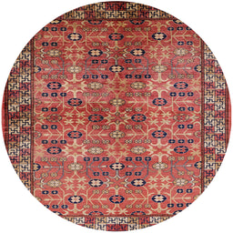 Round Machine Washable Industrial Modern Sunrise Orange Rug, wshurb708