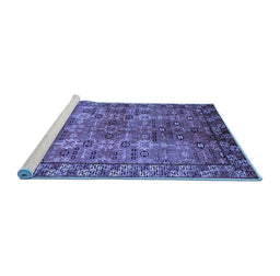 Sideview of Machine Washable Oriental Blue Industrial Rug, wshurb708blu