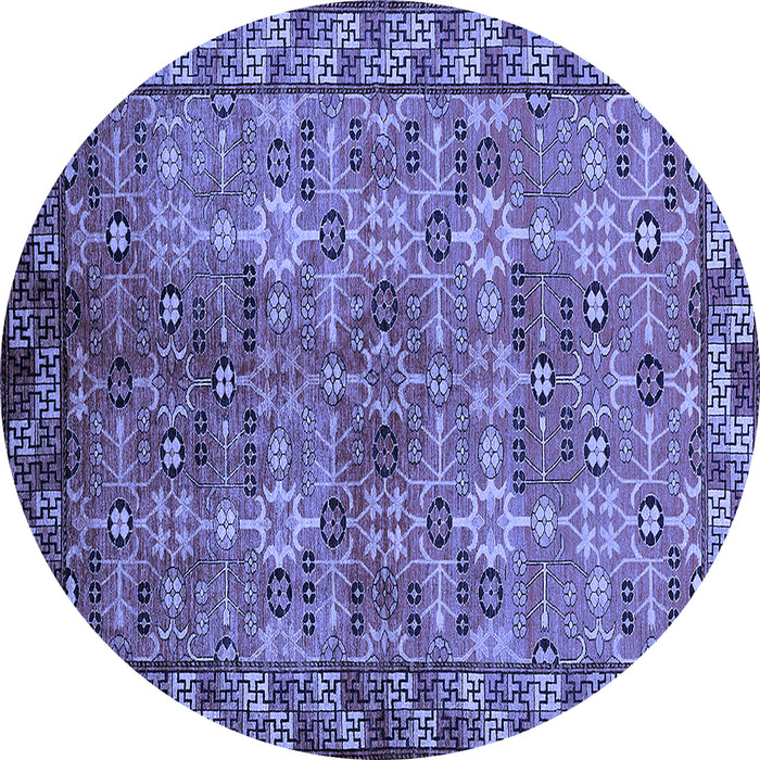 Round Oriental Blue Industrial Rug, urb708blu