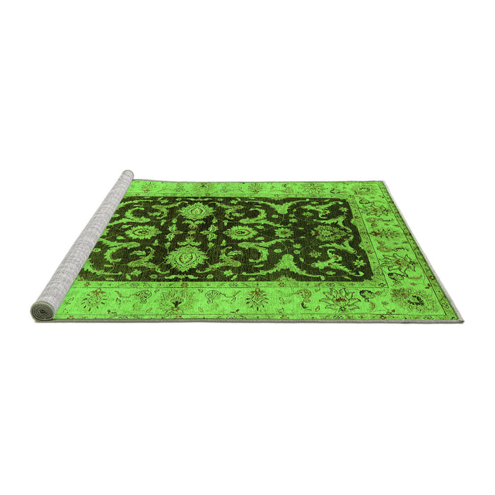 Sideview of Machine Washable Oriental Green Traditional Area Rugs, wshurb709grn