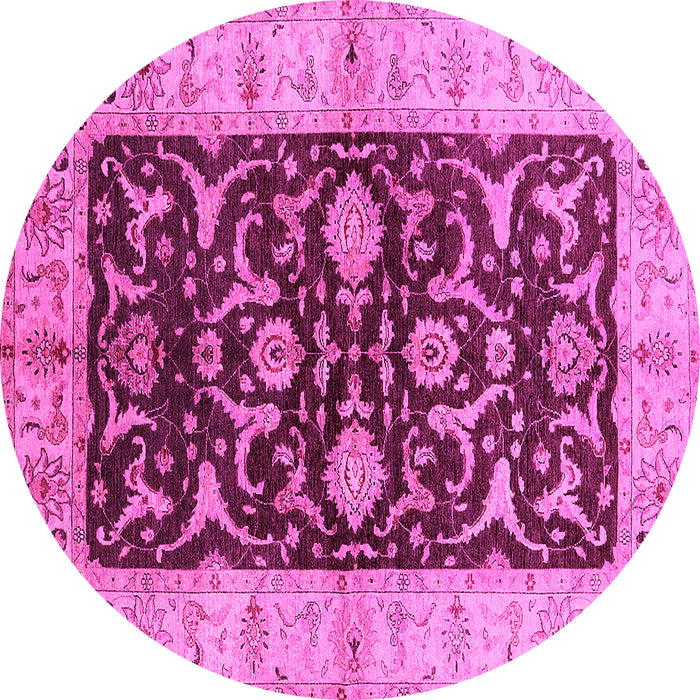 Round Oriental Pink Traditional Rug, urb709pnk