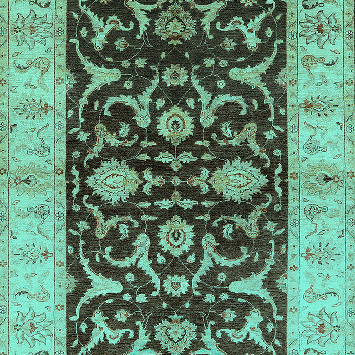 Machine Washable Oriental Turquoise Traditional Area Rugs, wshurb709turq