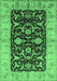 Machine Washable Oriental Emerald Green Traditional Area Rugs, wshurb709emgrn