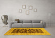 Machine Washable Oriental Yellow Traditional Rug in a Living Room, wshurb709yw