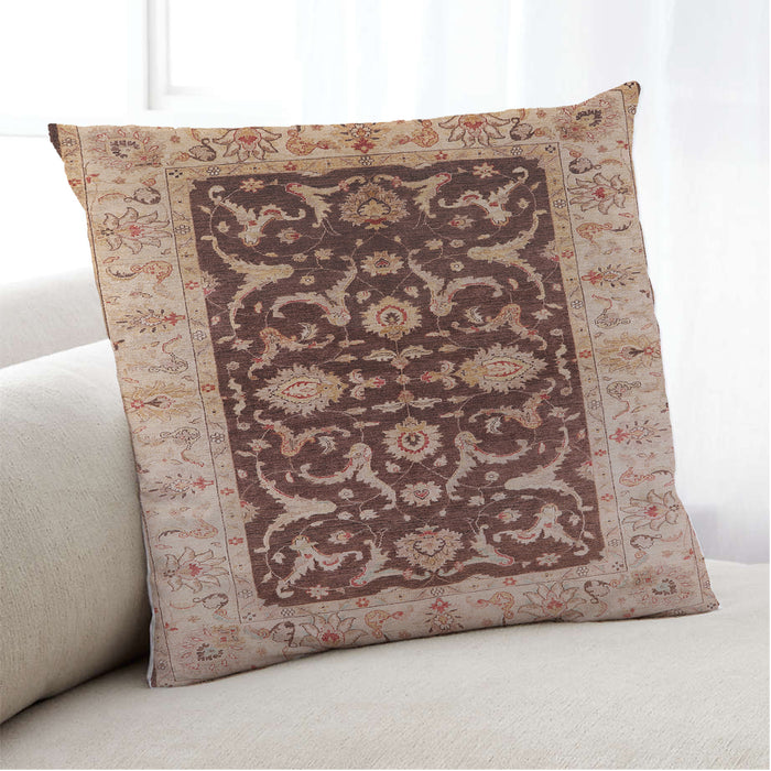 Lifestyle Image of Mid-Century Modern Urban Square Sandy Brown Throw Pillow, 18 inch by 18 inch, pwurb709