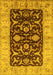 Machine Washable Oriental Yellow Traditional Rug, wshurb709yw