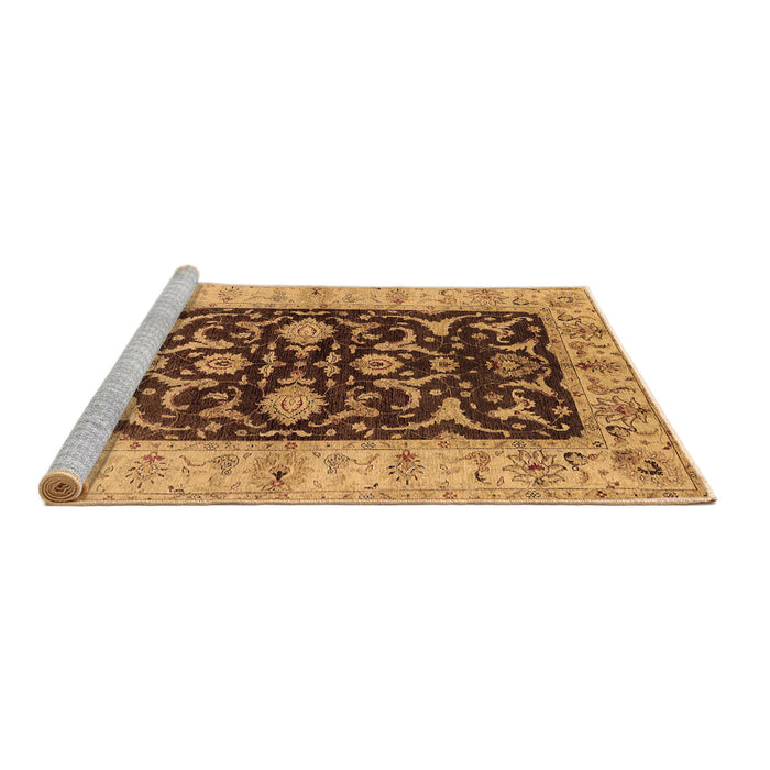 Sideview of Machine Washable Oriental Brown Traditional Rug, wshurb709brn
