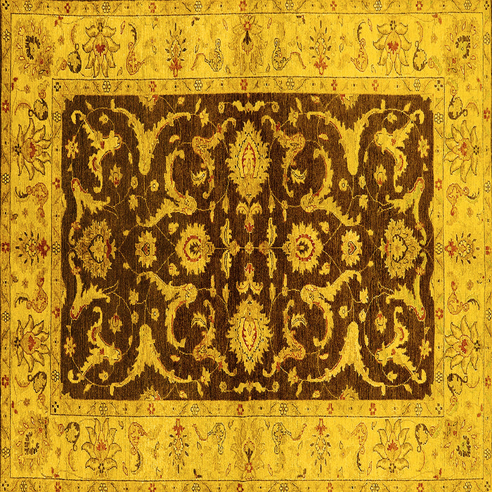 Square Oriental Yellow Traditional Rug, urb709yw