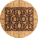 Round Machine Washable Oriental Brown Traditional Rug, wshurb709brn