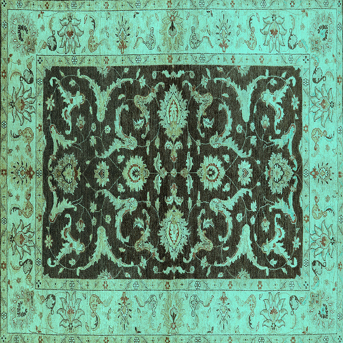 Square Oriental Turquoise Traditional Rug, urb709turq
