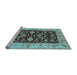 Sideview of Machine Washable Oriental Light Blue Traditional Rug, wshurb709lblu