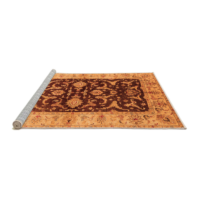Sideview of Machine Washable Oriental Orange Traditional Area Rugs, wshurb709org
