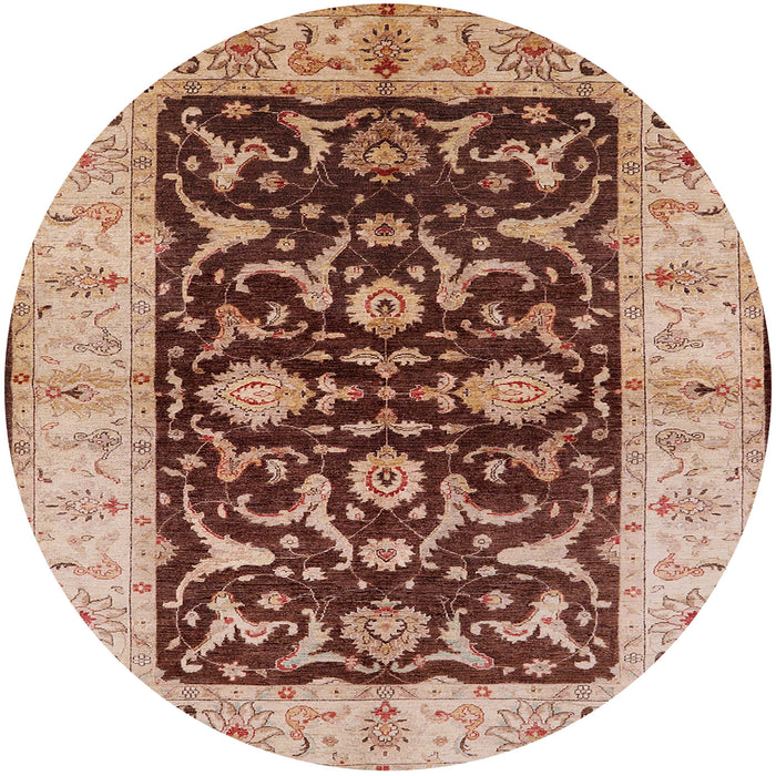 Round Mid-Century Modern Sandy Brown Oriental Rug, urb709