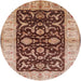 Round Mid-Century Modern Sandy Brown Oriental Rug, urb709
