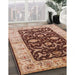 Mid-Century Modern Sandy Brown Oriental Rug in Family Room, urb709