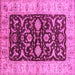 Square Machine Washable Oriental Pink Traditional Rug, wshurb709pnk