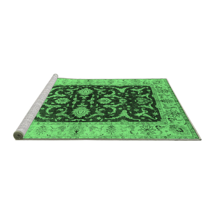 Sideview of Machine Washable Oriental Emerald Green Traditional Area Rugs, wshurb709emgrn