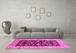 Machine Washable Oriental Pink Traditional Rug in a Living Room, wshurb709pnk