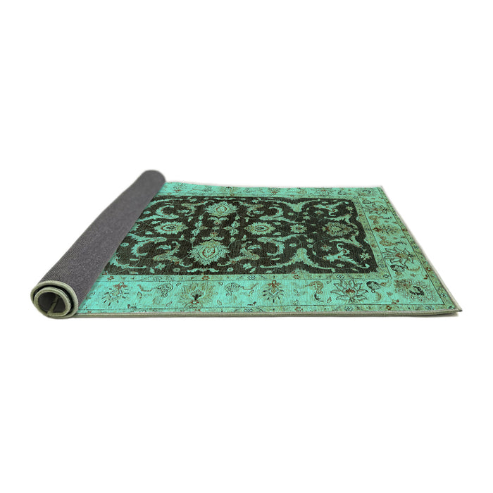 Sideview of Oriental Turquoise Traditional Rug, urb709turq