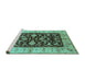 Sideview of Machine Washable Oriental Turquoise Traditional Area Rugs, wshurb709turq