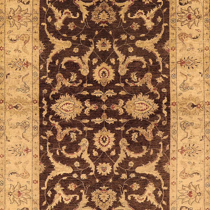 Machine Washable Oriental Brown Traditional Rug, wshurb709brn