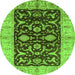 Round Oriental Green Traditional Rug, urb709grn
