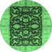 Round Oriental Emerald Green Traditional Rug, urb709emgrn