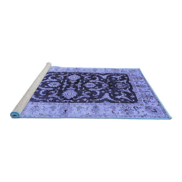 Sideview of Machine Washable Oriental Blue Traditional Rug, wshurb709blu