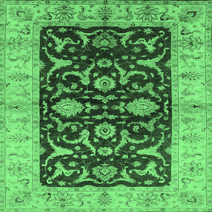 Square Oriental Emerald Green Traditional Rug, urb709emgrn