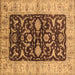 Square Machine Washable Oriental Brown Traditional Rug, wshurb709brn