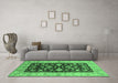 Machine Washable Oriental Emerald Green Traditional Area Rugs in a Living Room,, wshurb709emgrn