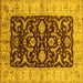 Square Machine Washable Oriental Yellow Traditional Rug, wshurb709yw