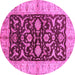 Round Machine Washable Oriental Pink Traditional Rug, wshurb709pnk
