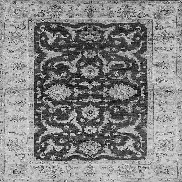 Square Machine Washable Oriental Gray Traditional Rug, wshurb709gry