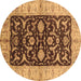 Round Oriental Brown Traditional Rug, urb709brn