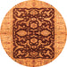 Round Machine Washable Oriental Orange Traditional Area Rugs, wshurb709org