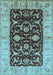 Machine Washable Oriental Light Blue Traditional Rug, wshurb709lblu