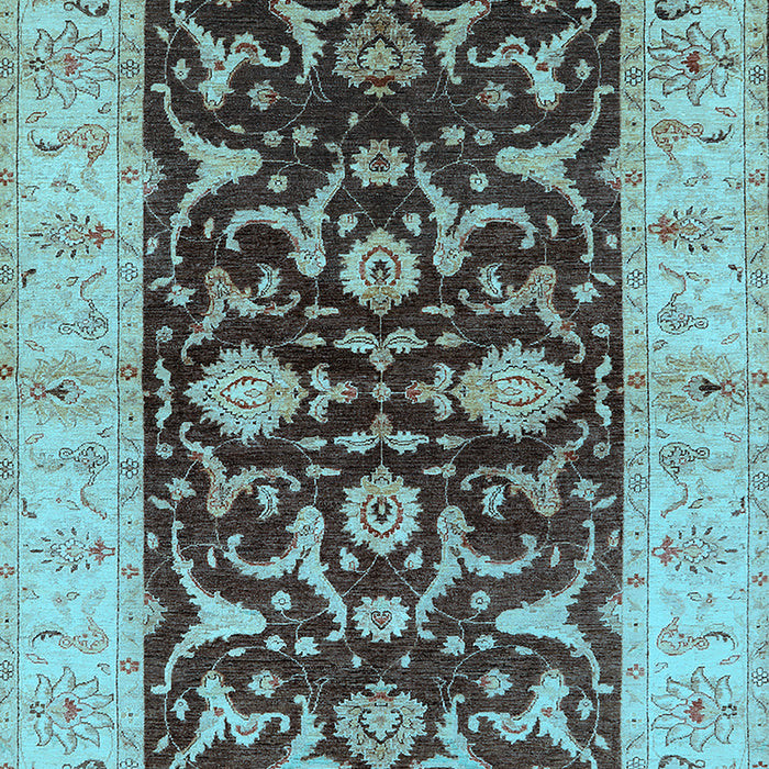 Machine Washable Oriental Light Blue Traditional Rug, wshurb709lblu
