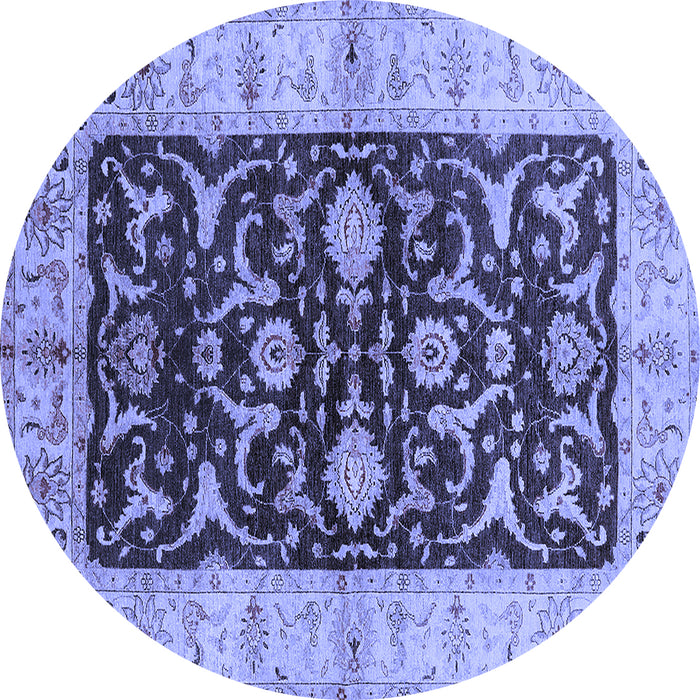 Round Oriental Blue Traditional Rug, urb709blu