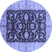 Round Oriental Blue Traditional Rug, urb709blu