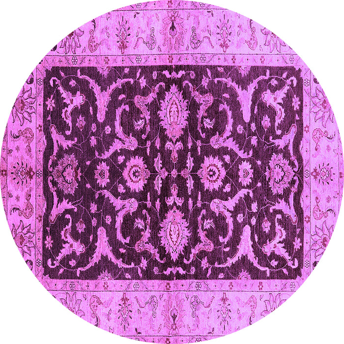 Round Oriental Purple Traditional Rug, urb709pur