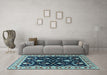 Machine Washable Oriental Light Blue Traditional Rug in a Living Room, wshurb710lblu