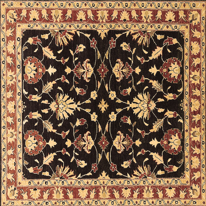 Square Machine Washable Oriental Brown Traditional Rug, wshurb710brn