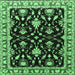 Square Machine Washable Oriental Emerald Green Traditional Area Rugs, wshurb710emgrn