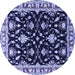 Round Oriental Blue Traditional Rug, urb710blu