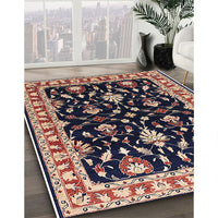 Mid-Century Modern Purple Lily Purple Oriental Rug, urb710