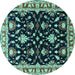 Round Oriental Turquoise Traditional Rug, urb710turq