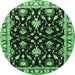 Round Oriental Emerald Green Traditional Rug, urb710emgrn