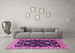 Machine Washable Oriental Pink Traditional Rug in a Living Room, wshurb710pnk