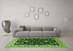 Machine Washable Oriental Green Traditional Area Rugs in a Living Room,, wshurb710grn